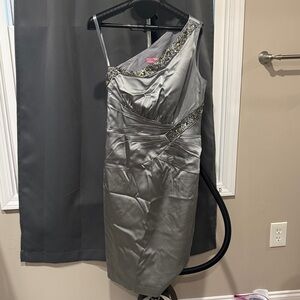 Eliza J Silver One-Shoulder Dress